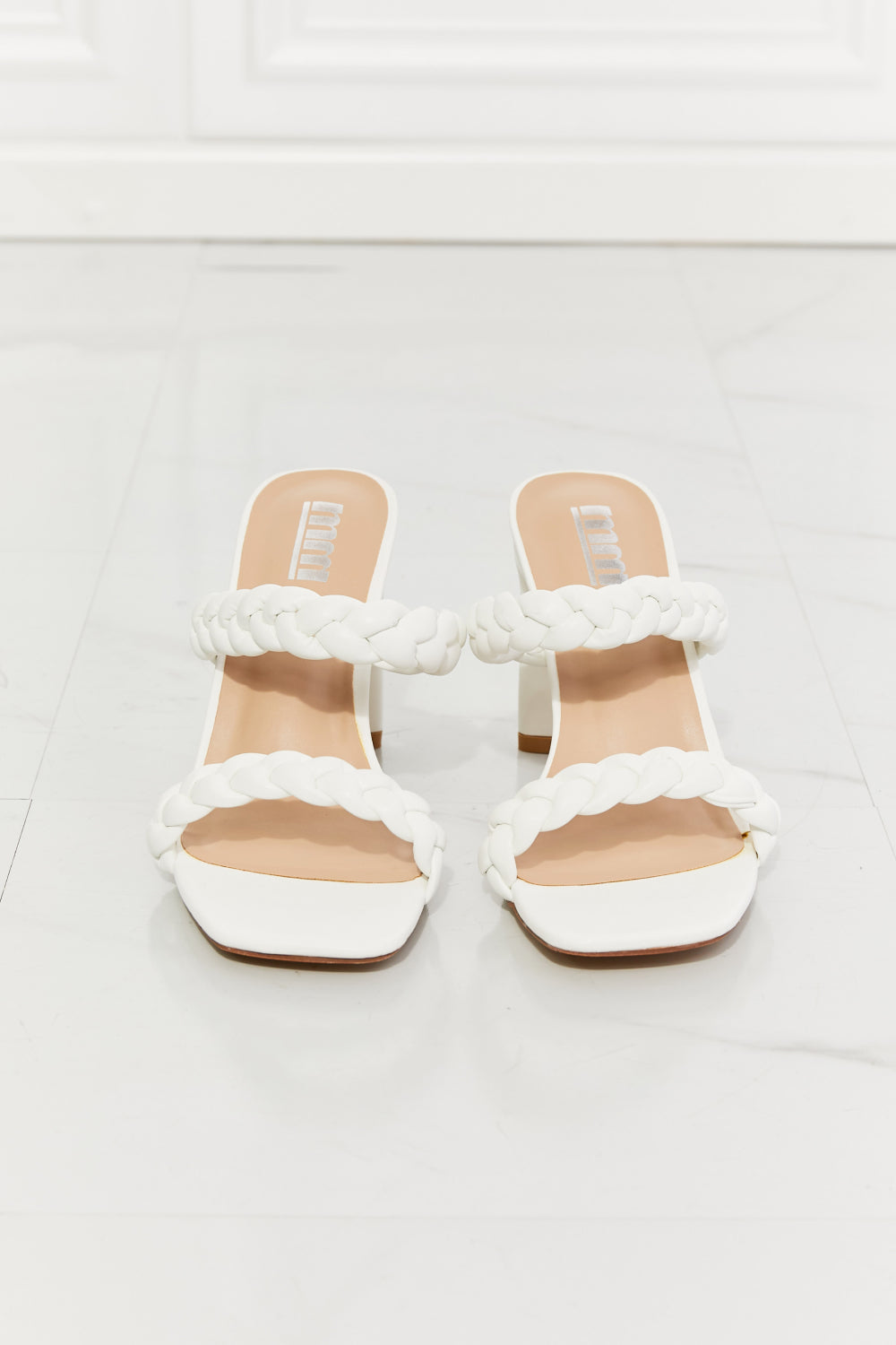 MMShoes In Love Double Braided Block Heel Sandal in White