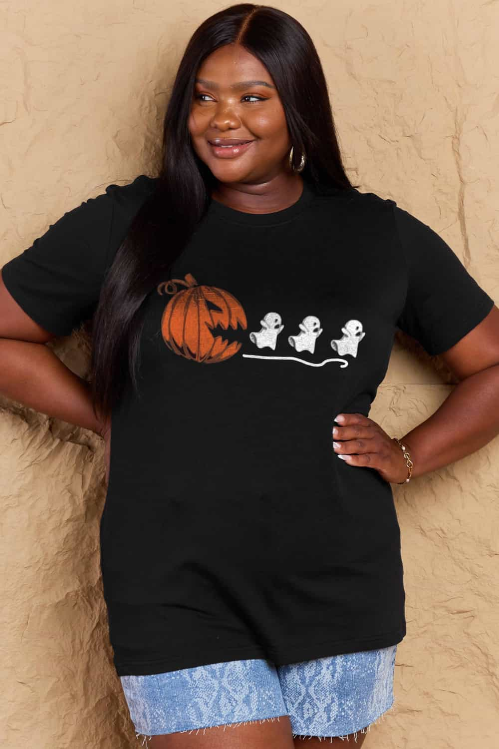 Simply Love Full Size Jack-O'-Lantern Graphic Cotton T-Shirt