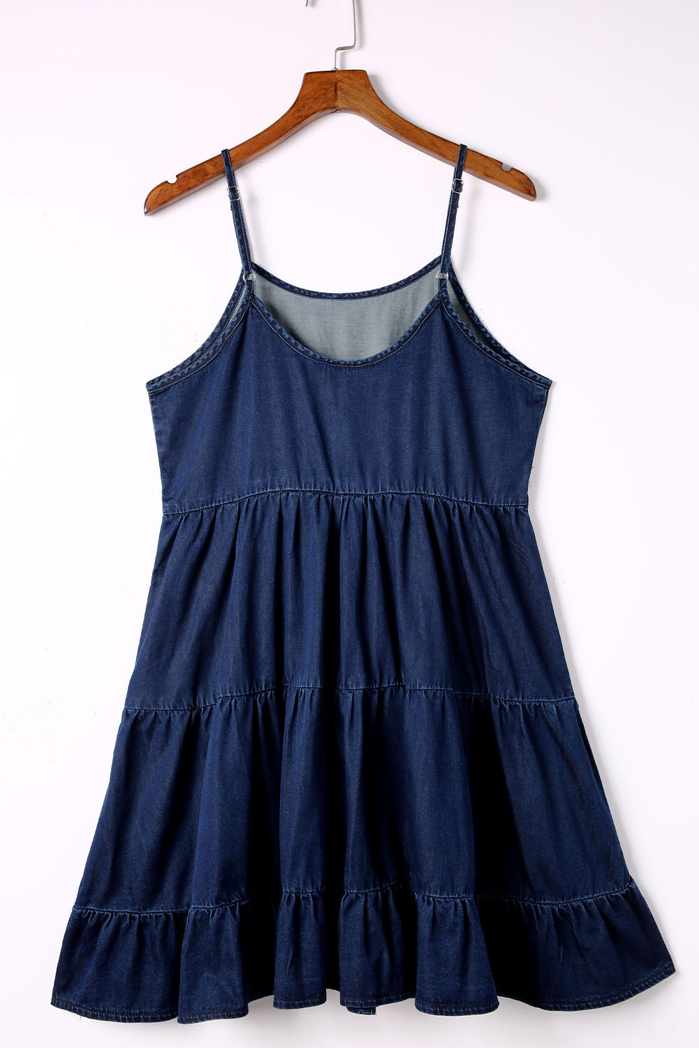 Spaghetti Strap Tiered Denim Dress