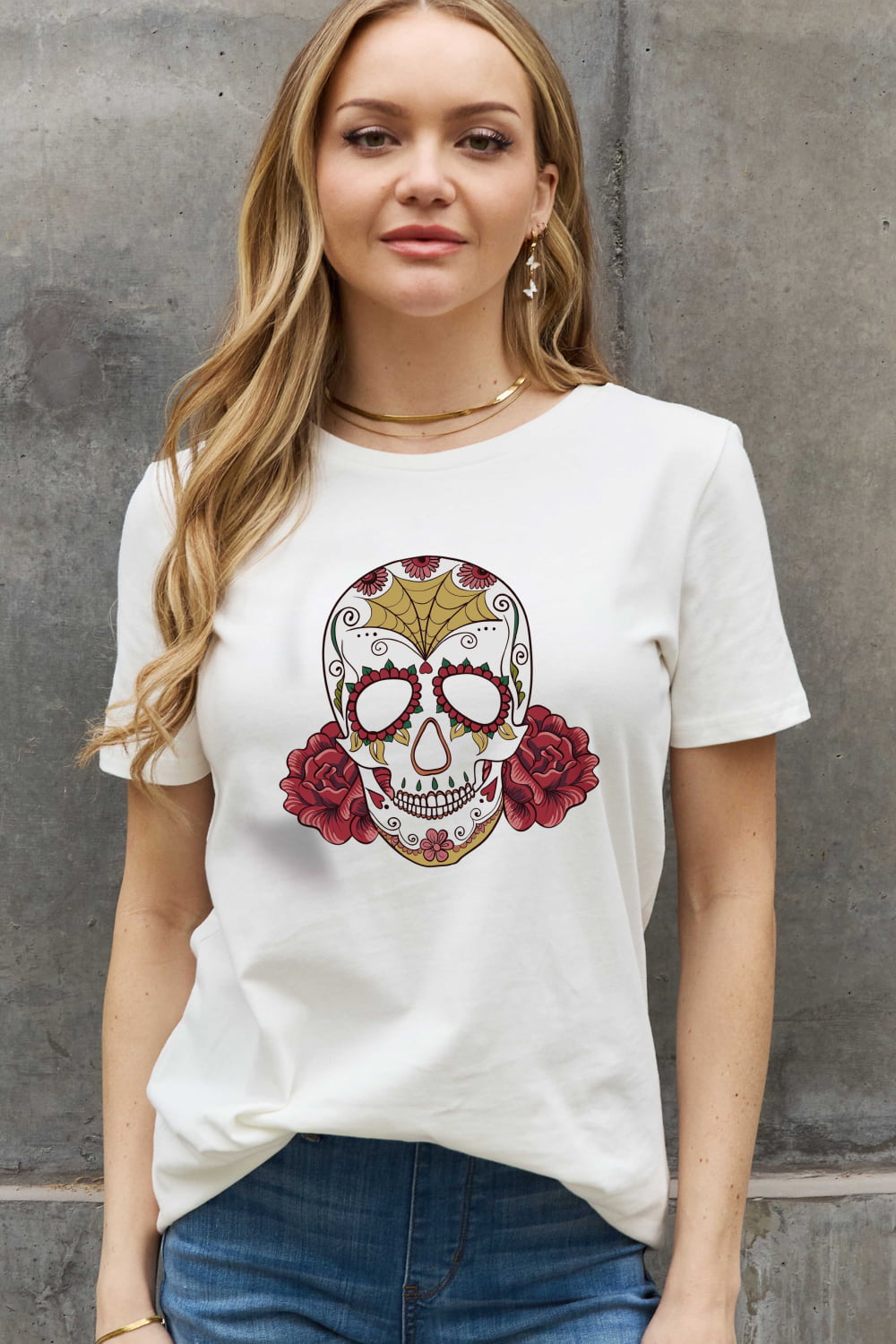 Simply Love Full Size Skull Graphic Cotton Tee