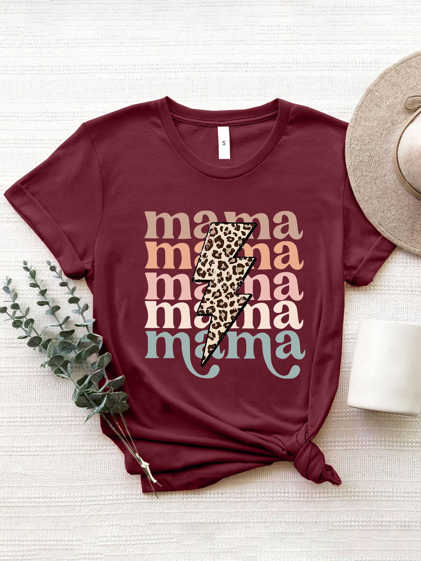 MAMA Round Neck Short Sleeve T-Shirt