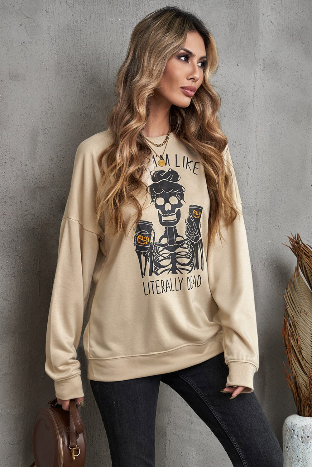 Halloween Skeleton Graphic Dropped Shoulder Sweatshirt