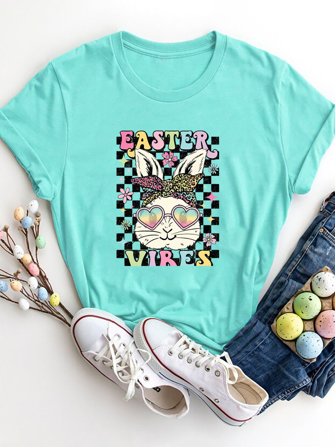 EASTER VIBES Round Neck Short Sleeve T-Shirt