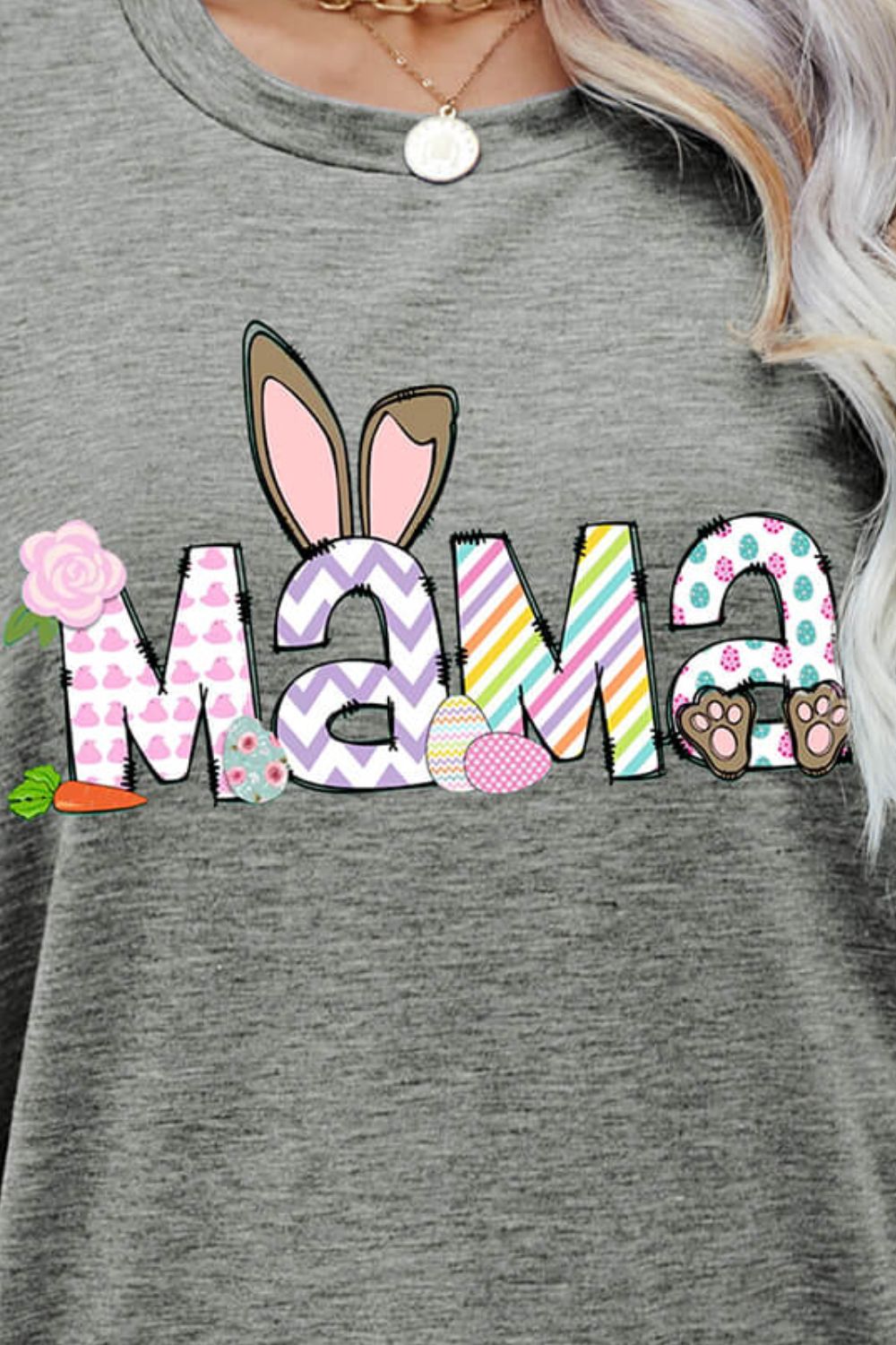 Easter MAMA Graphic Round Neck T-Shirt