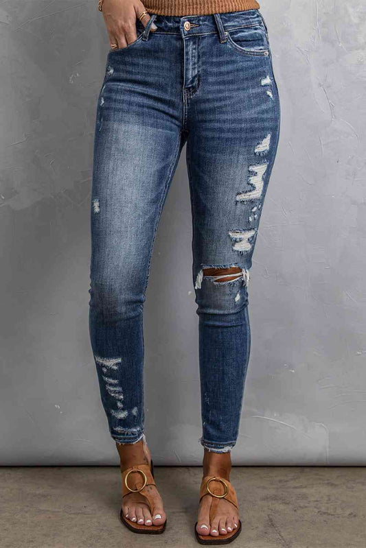 Distressed High Waist Skinny Jeans