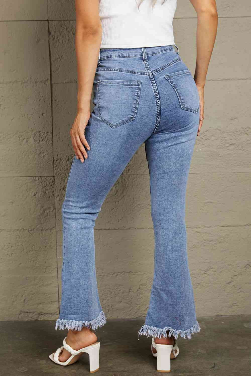 Baeful Frayed Hem Flare Jeans