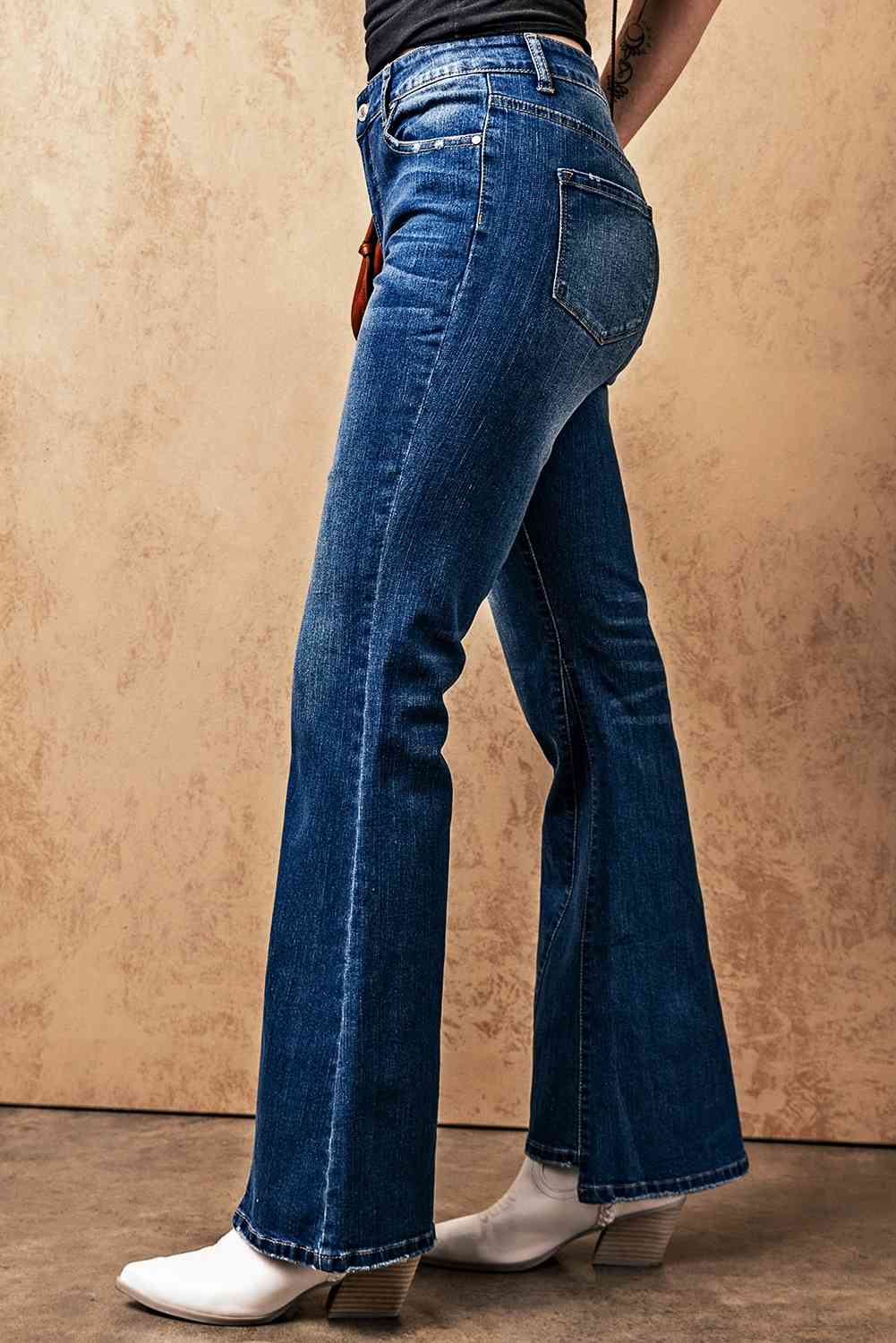 Baeful High Rise Flare Jeans with Pockets