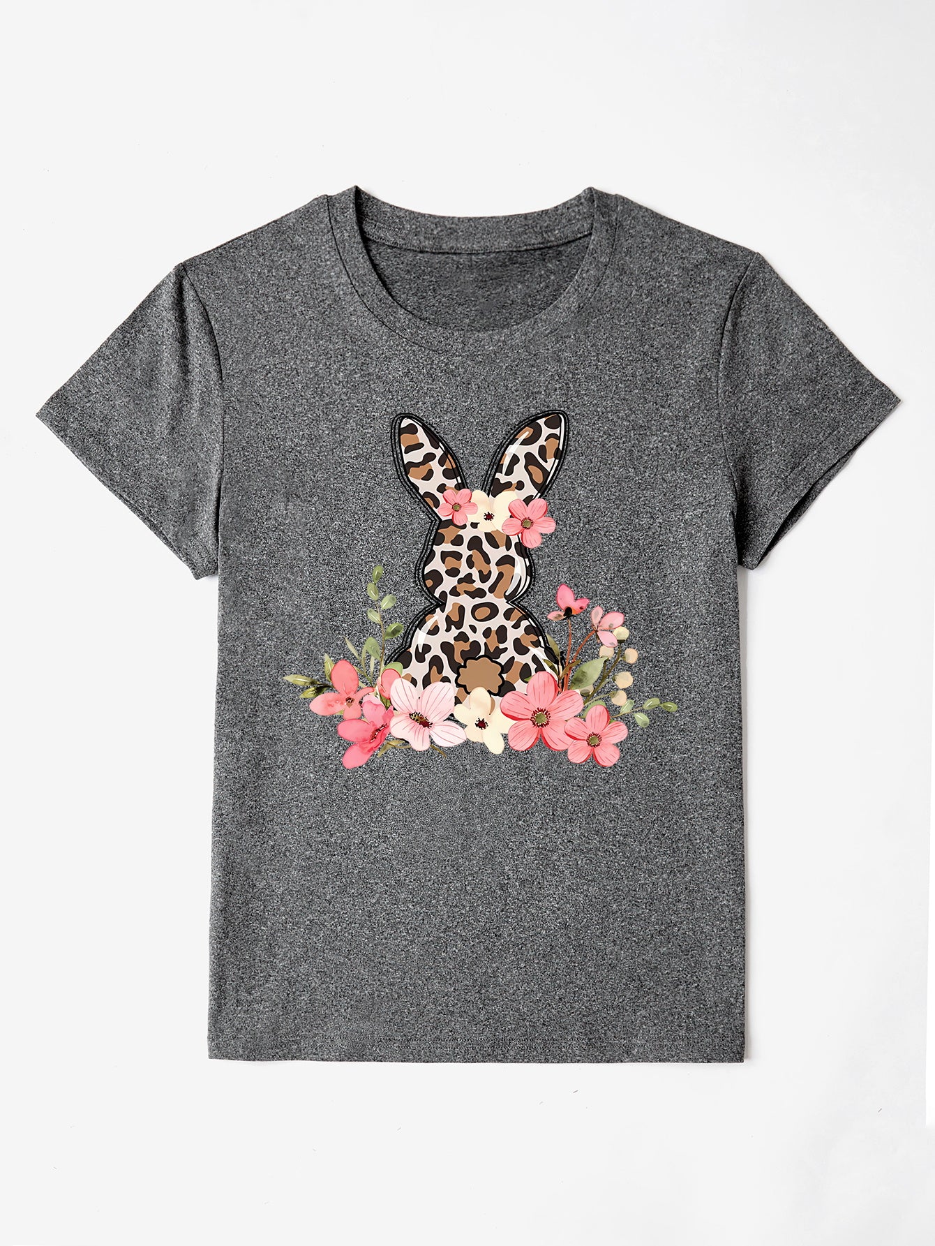 Rabbit Round Neck Short Sleeve T-Shirt