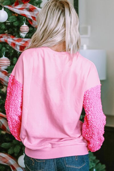 LOVE Heart Sequin Dropped Shoulder Sweatshirt