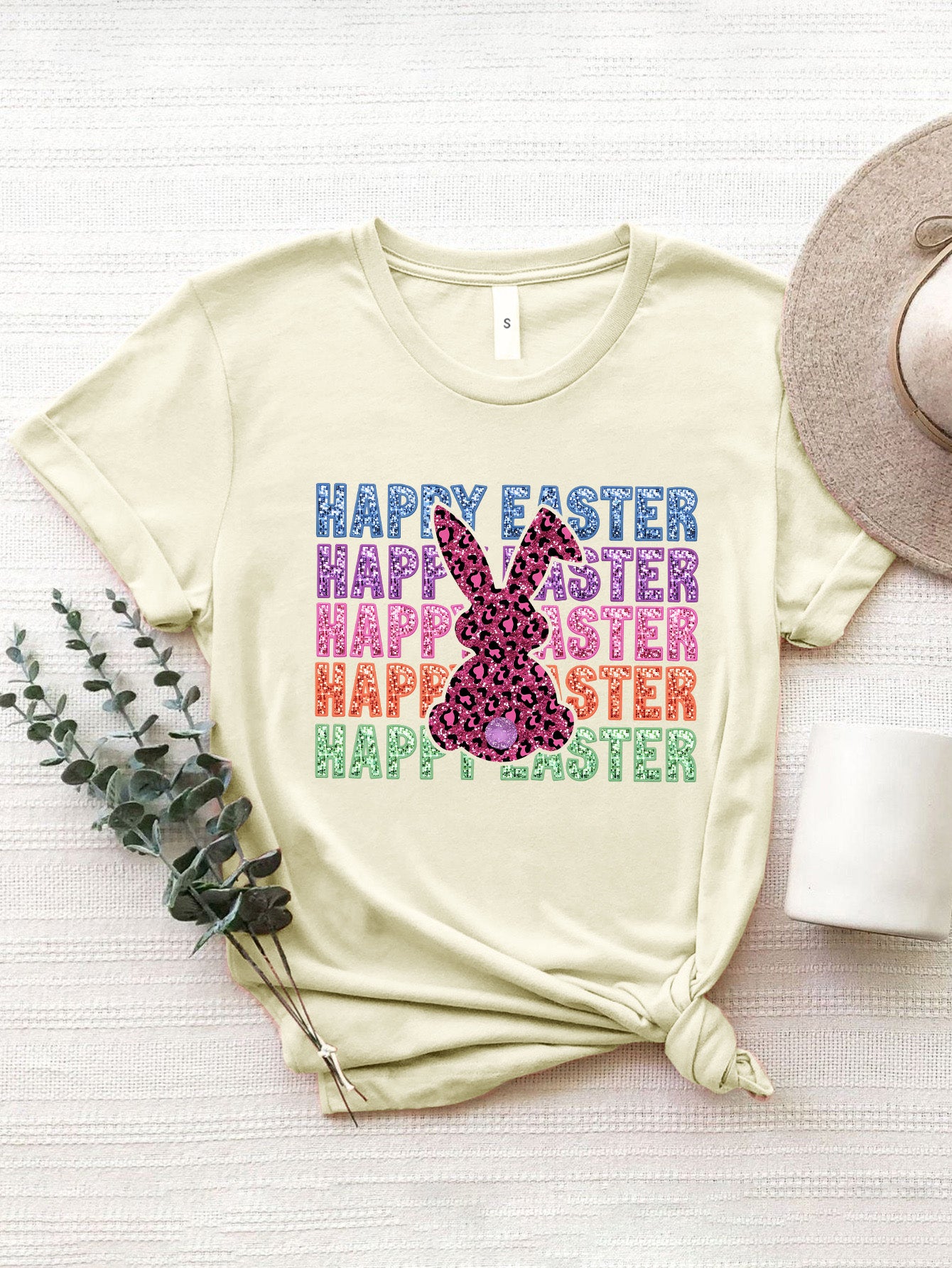 HAPPY EASTER Round Neck Short Sleeve T-Shirt